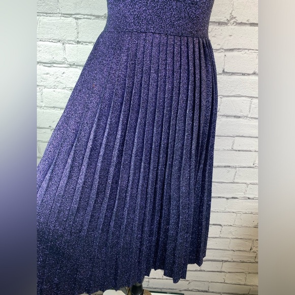Kate Spade New York Purple Metallic Sweater Dress Pleated Skirt size Small - Picture 5 of 13